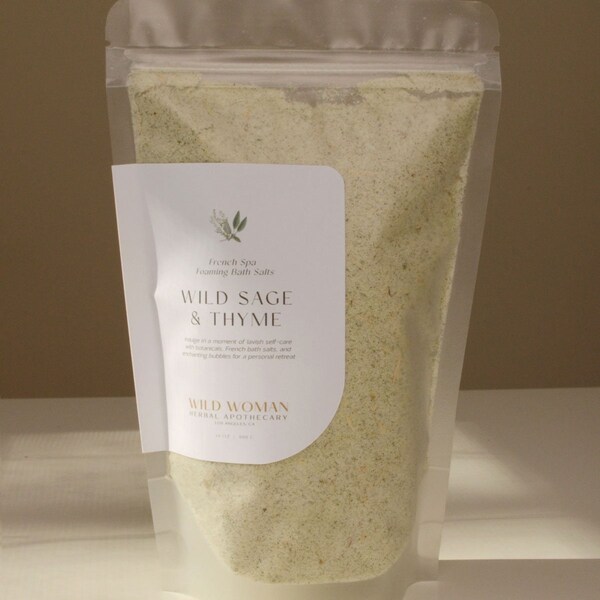 Wild Sage  and  Thyme | Refreshing Foaming | Purple Sage & Epsom Bath Salts | Skin Nourishment | Herbal Relaxation