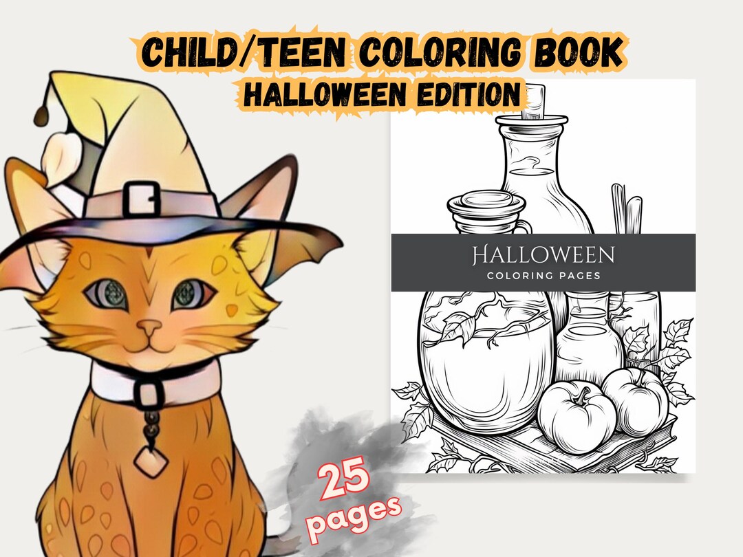 Halloween Coloring Book Teen Adult Coloring Pages Scary and Cute Spooky ...