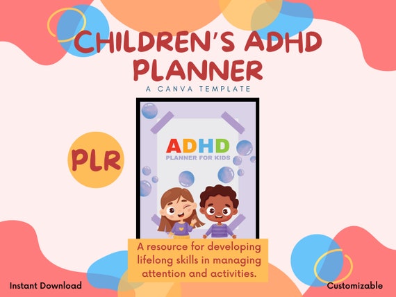 Kids ADHD Planner | PLR Planners | Resell Rights | Canva Template | Printable Workbook | Daily Organizer | Digital Download | Self Care
