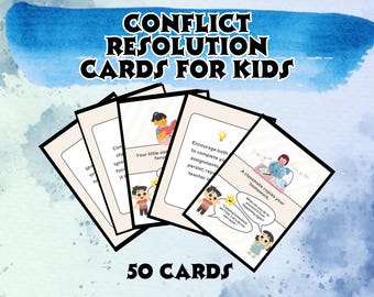 Conflict Resolution Skills Cards for Kids Template for Canva Editable