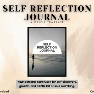 Self Reflection Guided Journal | Printable Journal Prompts | Life Coach Templates Canva | Self Discovery | Daily Mental Health Coaching