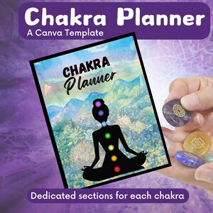 Chakraplaneringsmall för Canva Redigerbar 7 Chakran System Healing Meditation Yoga