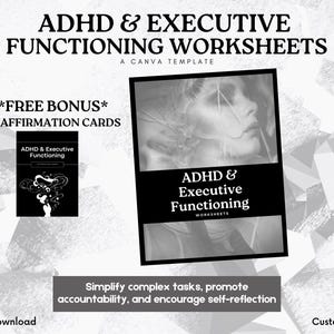 ADHD Executive Functioning Worksheets | Mental Health Therapy | Teen Coping Skills Tool | Emotional Regulation for Adults | Self-Care Guide