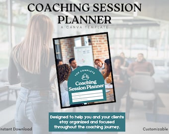 Coaching Session Planner | Business Coaches Worksheets | Coaching Template | Online Coaching Business | Session Planner | Canva Templates