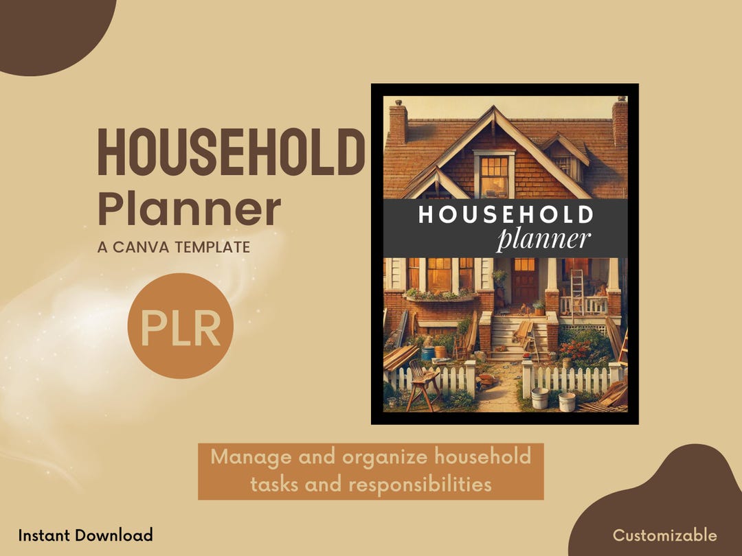 Household Planner | Printable Home Management Worksheet | PLR Planners ...