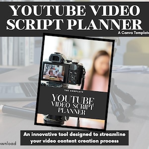 YouTube Content Creator Script Planner | Video Outline | Writing Templates | Audience Targeting AI Prompts | Storyboard & Structure Workbook