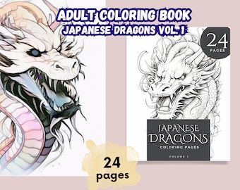 Livro de colorir para adultos / adolescentes Dragões japoneses Vol. 1