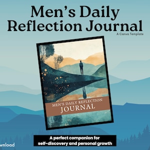 Men&#39;s Daily Reflection Journal | Mental Health Therapy | Self-Reflection | Self Care | Life Coaching | Goal Setting | Masculine Mindfulness