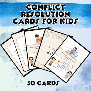 Tarjetas de habilidades de resolución de conflictos para niños Plantilla para Canva Editable
