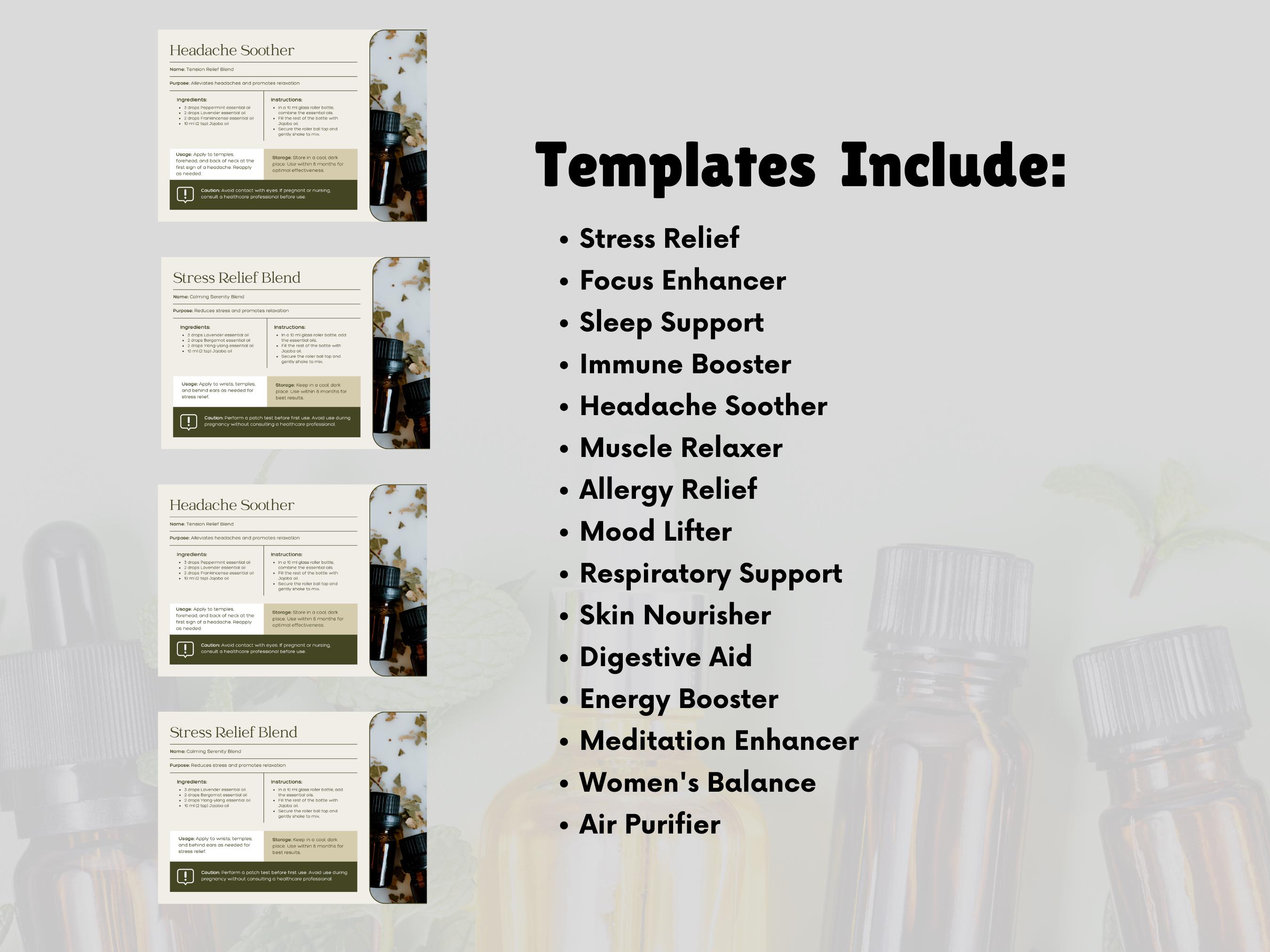 Essential Oil Recipe Blend Cards | Set Healing Diffuser | Natural ...
