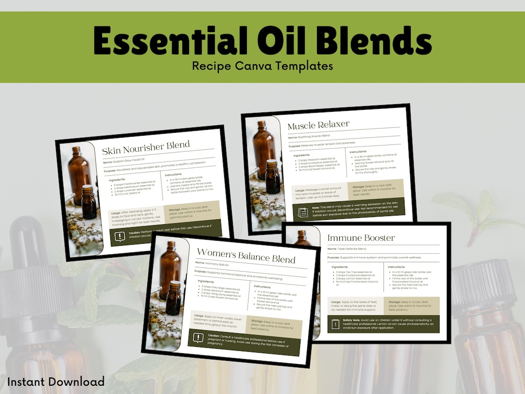Essential Oil Recipe Blend Cards | Set Healing Diffuser | Natural ...