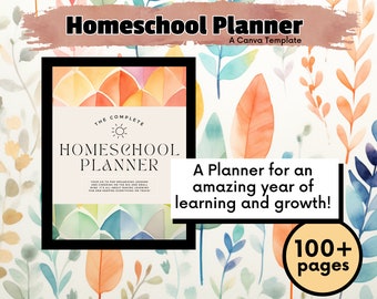 Homeschool Planner | Editable Canva Template | Education | Homeschooling Resources | Printable Lesson Plan | Teacher Planner Schedule