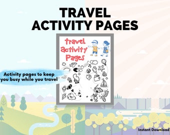 Travel Activity Pages For Children  | Entertainment for Kids | Road Trip | Travel Activities | Child Busy Pages | Flying Coloring Pages