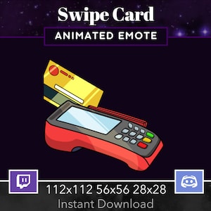 Emote animado de donación de tarjeta deslizable para Twitch, Discord, Youtube, transmisión, transmisión en vivo, meme, dinero, haz que llueva, tarjeta de crédito, GIF