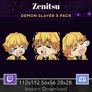 Pode incluir: Um pacote de 3 adesivos digitais com o personagem de anime Zenitsu de Demon Slayer. Os adesivos estão disponíveis em três tamanhos diferentes: 112x112 pixels, 56x56 pixels e 28x28 pixels. Os adesivos estão disponíveis para download instantâneo.