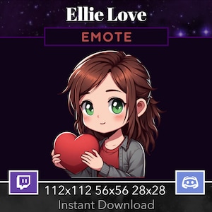 The Last Of Us Ellie Love, Heart . EMOTE, Twitch, Discord, Youtube, Stream, Printable, Happy, Cute, Kawaii , Excited, Cute, Chibi
