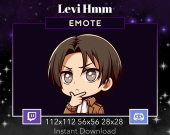 Attack On Titan Levi Think, Confused, 200iq . EMOTE, Twitch, Discord, Youtube, Stream, Printable, Happy, Cute, Kawaii , Excited, Chibi, AOT