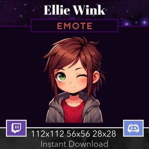 The Last Of Us Ellie Wink, Flirty . EMOTE, Twitch, Discord, Youtube, Stream, Printable, Happy, Cute, Kawaii , Excited, Chibi