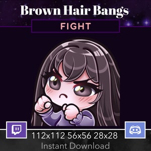 Chibi Girl Fight, Fist Emote, Twitch, Discord, Stream, Brown Hair ...