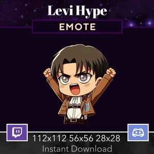 Attack On Titan Levi Hype, Excited. EMOTE, Twitch, Discord, Youtube, Stream, Printable, Happy, Cute, Kawaii , AOT, Kawaii