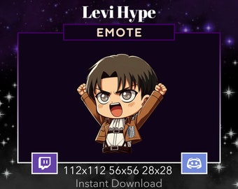 Attack On Titan Levi Hype, Excited. EMOTE, Twitch, Discord, Youtube, Stream, Printable, Happy, Cute, Kawaii , AOT, Kawaii