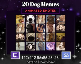 Dog Meme Animated 20 Pack 1, Bundle. Emote, Twitch, Discord, Stream, Printable, Sus, Side eye, Dancing, Doge, Cringe, Club, Sniff