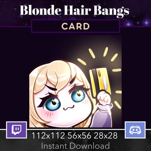 Chibi Girl Donación de tarjeta de crédito Emote, Twitch, Discord, Cabello rubio, Ojos azules, Flequillo, Kawaii, Egirl, Gamer, Personalizado, Adorable, Slay, Uwu