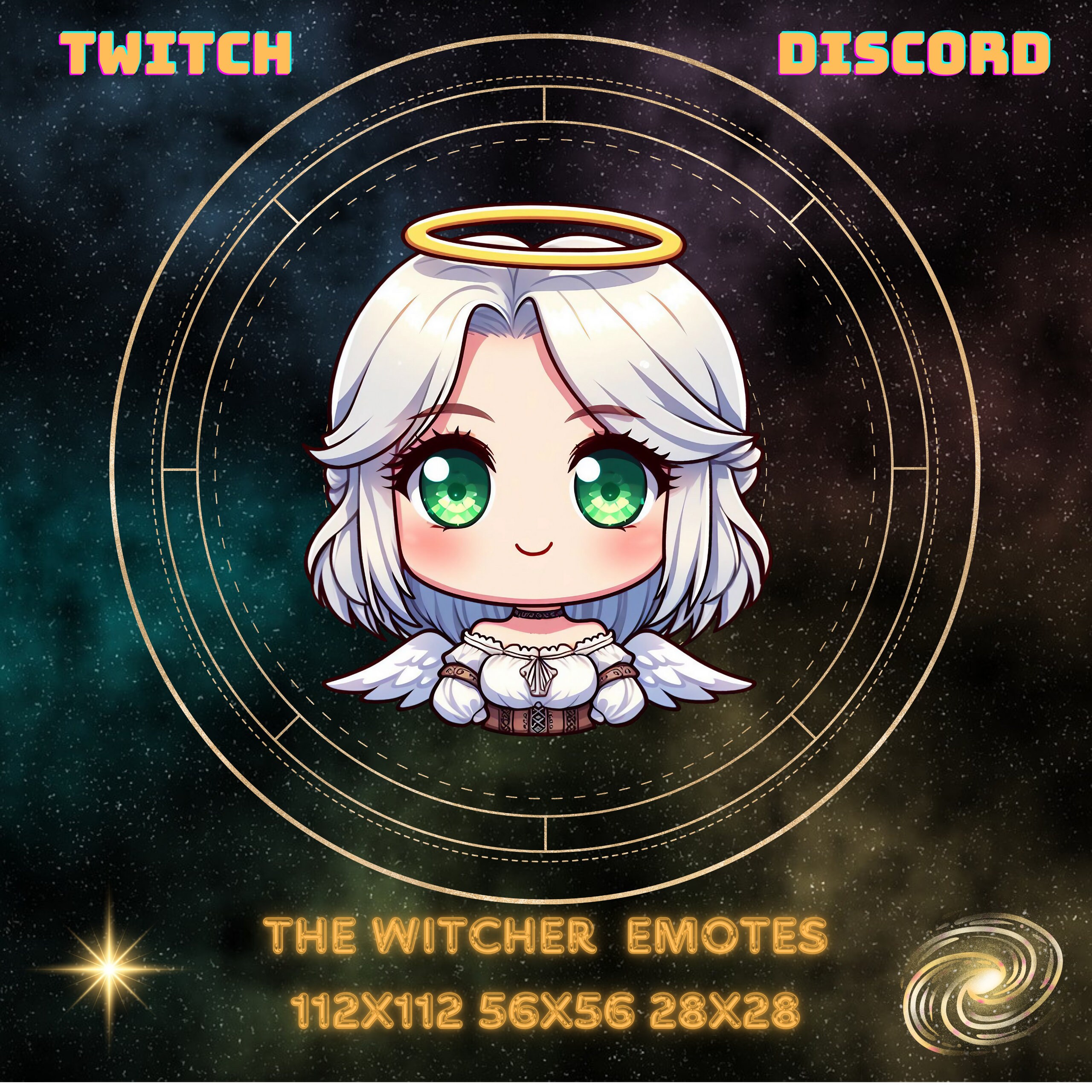 The Witcher Ciri Halo, Angel, Wings. EMOTE, EMOTES for Twitch, Discord