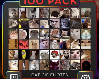 Cat Meme Animated 100 Pack, Bundle. Emote, Twitch, Discord, Stream, Printable, Sus, Drifting, Dancing, Omegalul, Funny, Gif, Slay, Huh