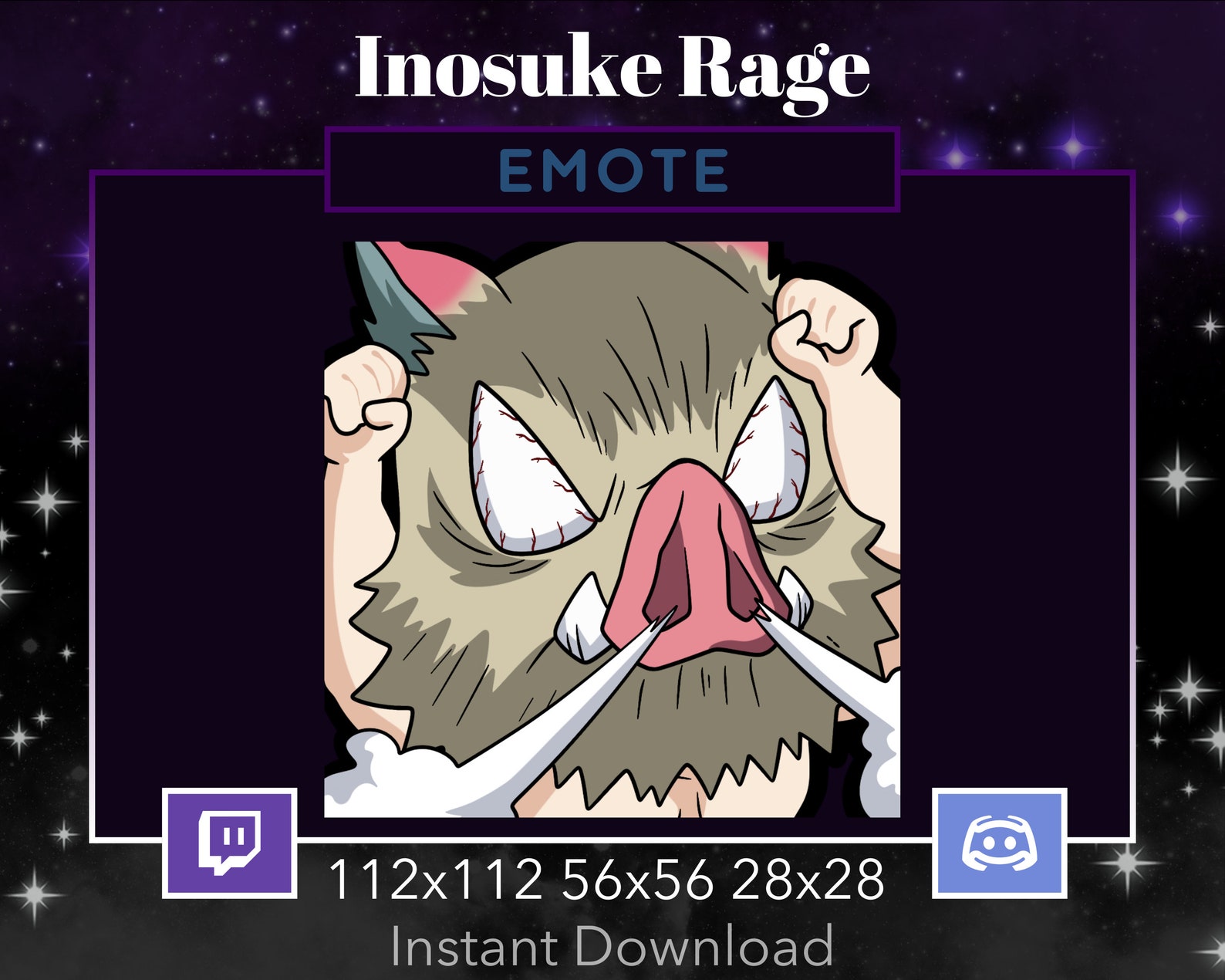 Demon Anime Inosuke Blink, Flex, Rage Pack Bundle Emote Twitch Stream ...