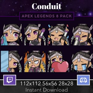 Apex Legends - Paquete de 8 conductos de obsidiana real. Emote, Twitch, Discord, Stream, Sudor, Facepalm, Amor, Corazón, Furia, Llorar, Acechar, Exageración.