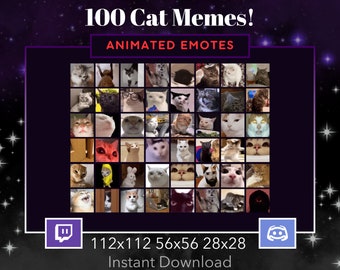 Cat Meme Animated 100 Pack, Bundle. Emote, Twitch, Discord, Stream, Printable, Sus, Drifting, Dancing, Omegalul, Funny, Gif, Slay, Huh