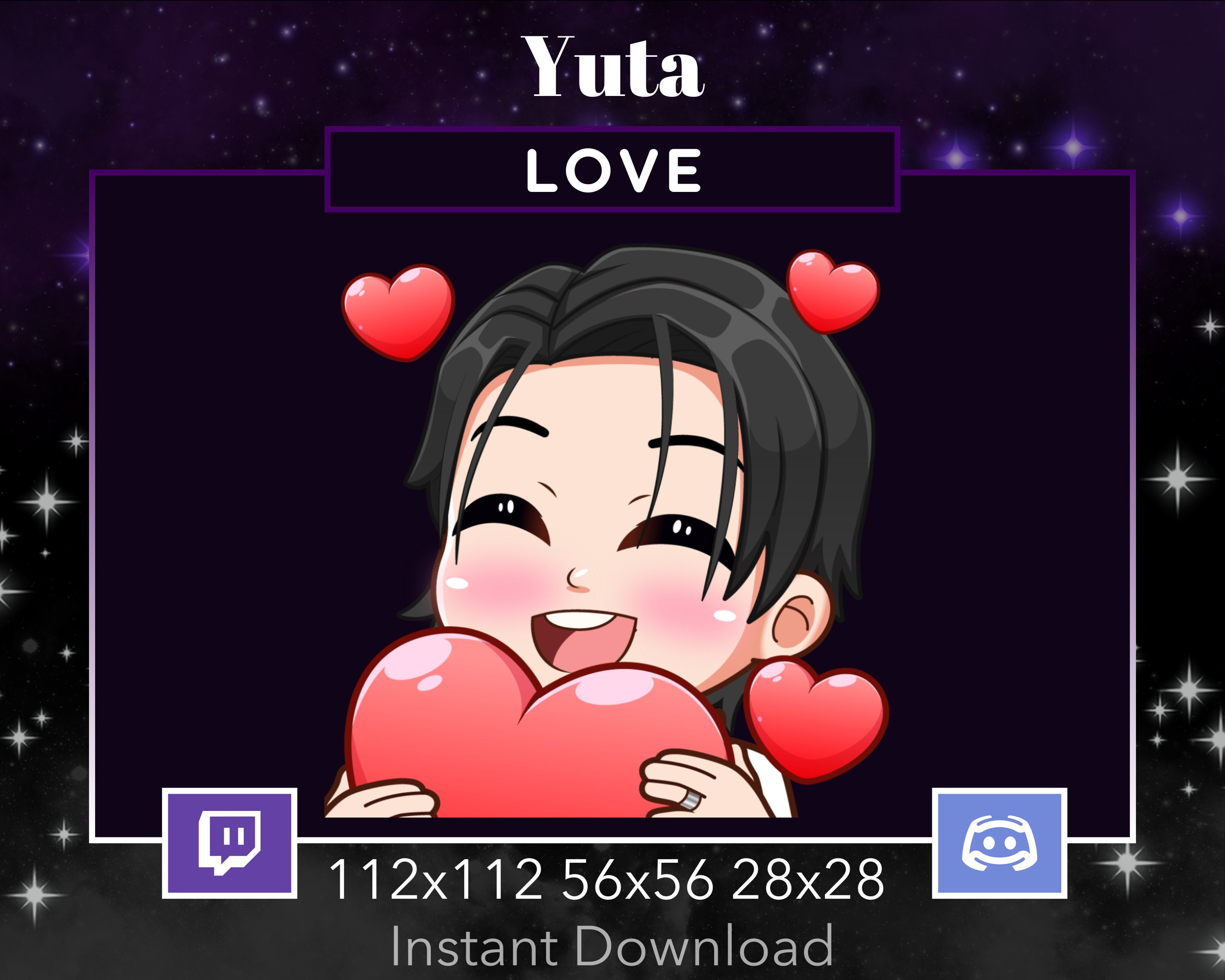 Jujutsu Kaisen Yuta Love Holding a heart. Emote, Twitch, Discord, Stream, Printable, Manga, Anime, JJK