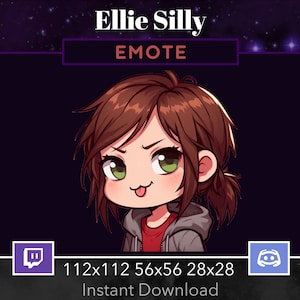 The Last Of Us Ellie Silly, Tongue, . EMOTE, Twitch, Discord, Youtube, Stream, Printable, Happy,  Kawaii , Excited, Cute, Chibi