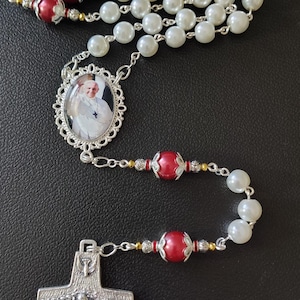 Pope Francis Tribute Rosary, Catholic Rosary, Glass Pearl Rosary, Mother&#39;s Day Gift, Father&#39;s Day Gift, Confirmation RCIA, Baptism Gift,