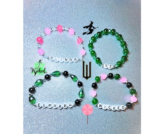 Wicked Movie Bracelet Stack: Handmade Beaded Jewelry, Fan Gift