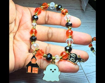 Pulsera de Halloween con dijes personalizados: elige tus 3 dijes espeluznantes