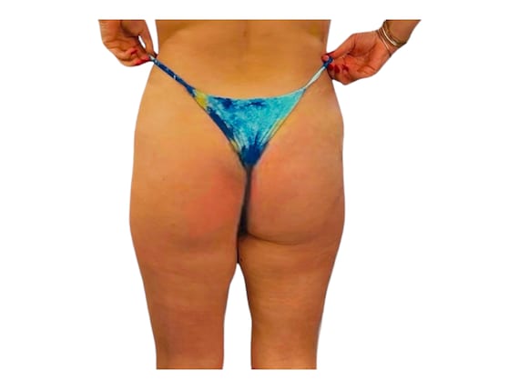 Frankie's Velvet Tie-Dye Thong Bikini Bottom Sz L… - image 2