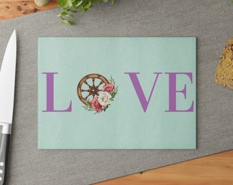 Glass Cutting Board - Love