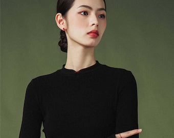 Traditional Chinese Style Infrared Reflection Long Sleeve Thermal Tops For Women