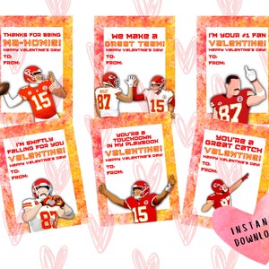 Kansas City football KC valentines Patrick Mahomes Travis Kelce Touchdown class kids valentines