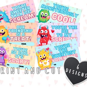 Monster valentine Eis valentine Kinder valentines Leckerbissen Cool Scary