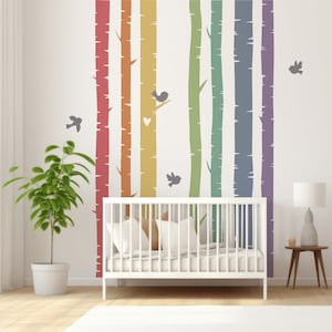 Adesivo da parete tronco colorato Adesivo da parete arcobaleno betulla Wall Art Colore Adesivo da parete albero di betulla Coloful Adesivo da parete albero di betulla Adesivo da parete a strisce colorate