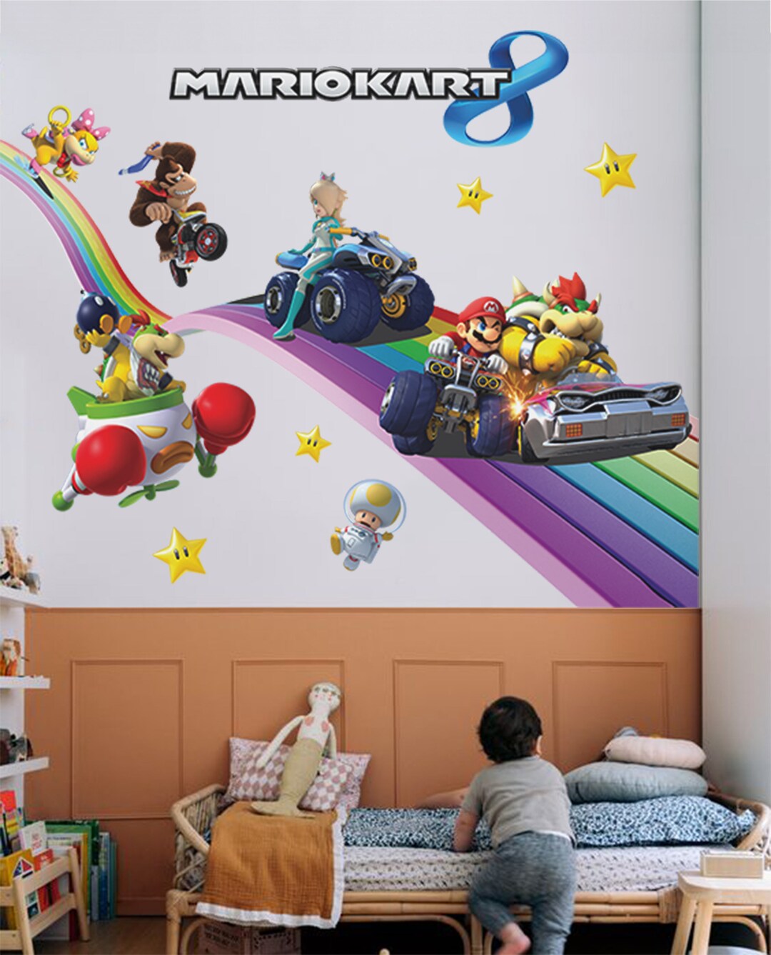Rainbow Super Mario Kart Wall Decal Mario Wall Art Luigi Wall Sticker
