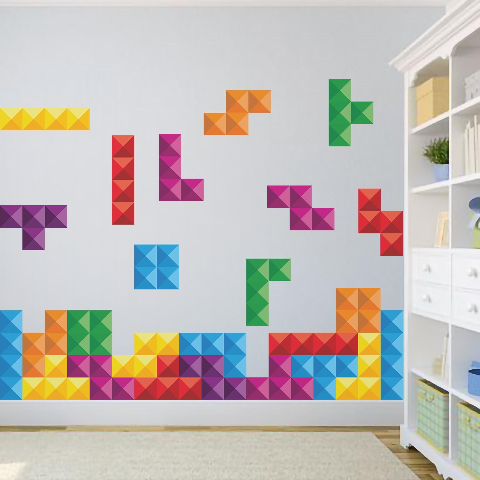 Aperturee Black Tetris Wall Game Birthday Pillow Case Backdrop