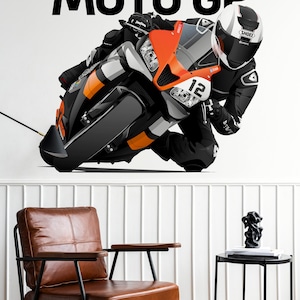 Free Shipping Moto Gp Wall decal Superbike Wall Art Motorbike Wallpaper motorsport wall sticker for boy And Living Room Decor