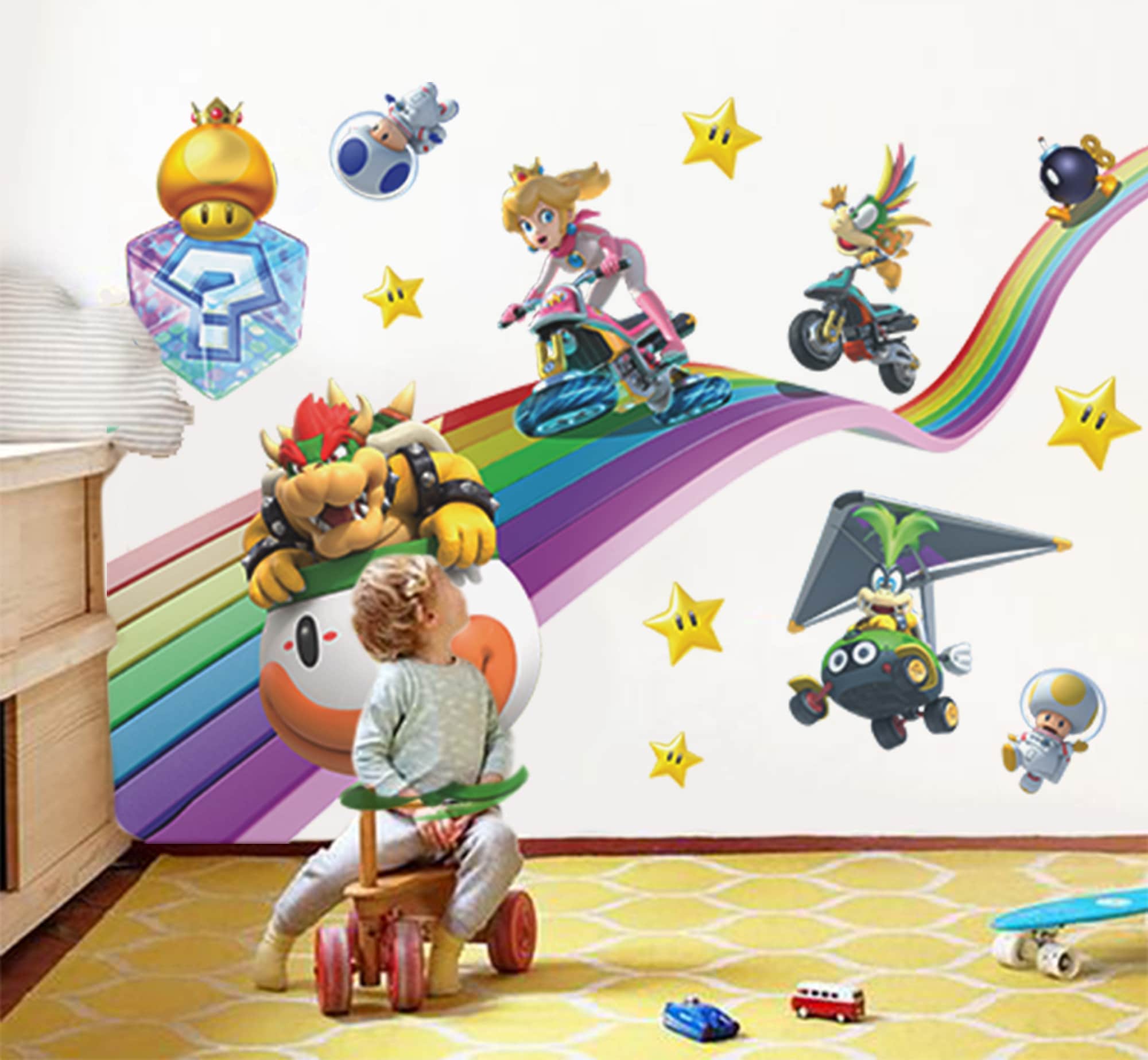 Rainbow Super Mario Kart Wall Decal Mario Wall Sticker Luigi Wall Decal