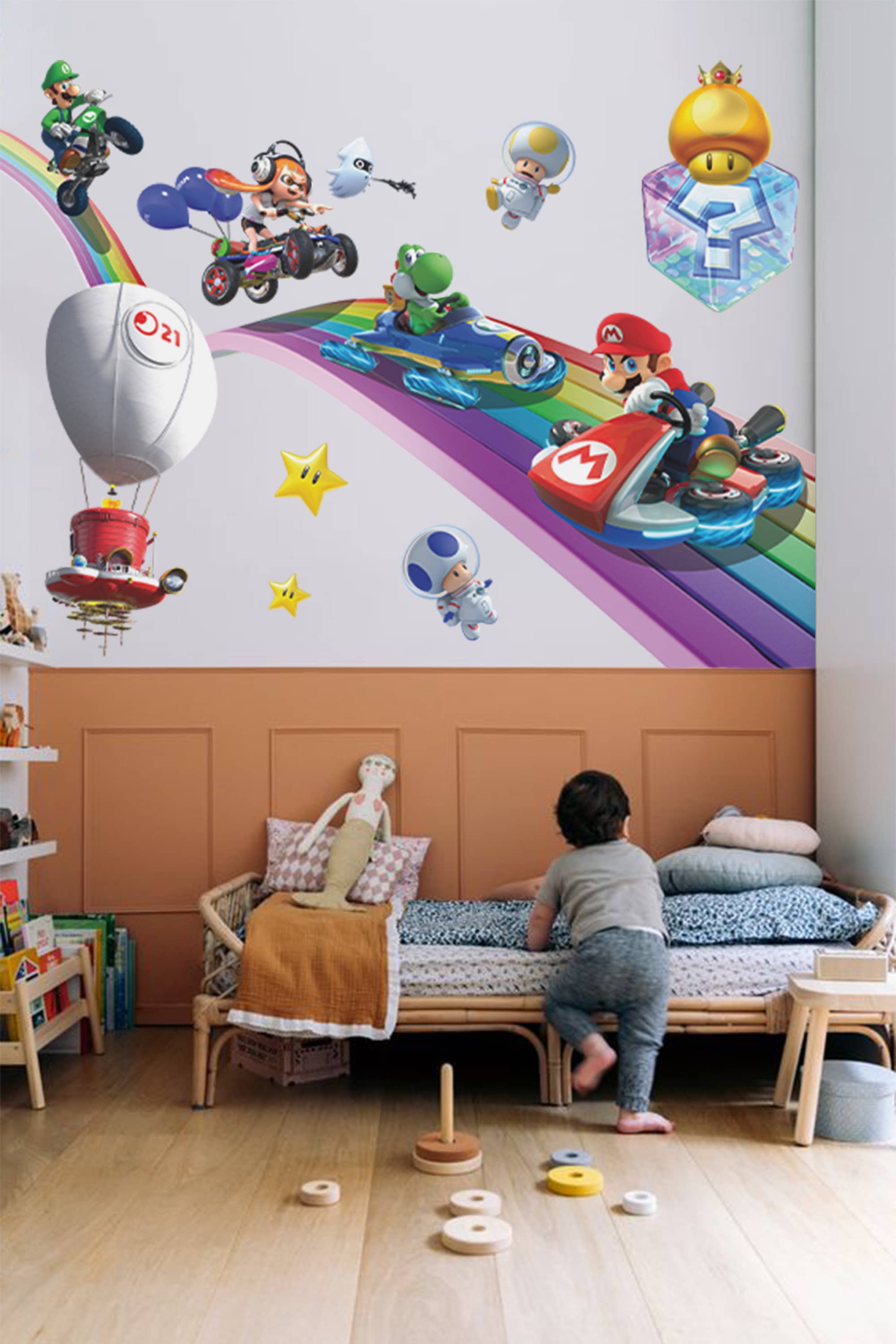 Rainbow Super Mario Kart Wall Decal Mario Wall Sticker Luigi Wall Decal