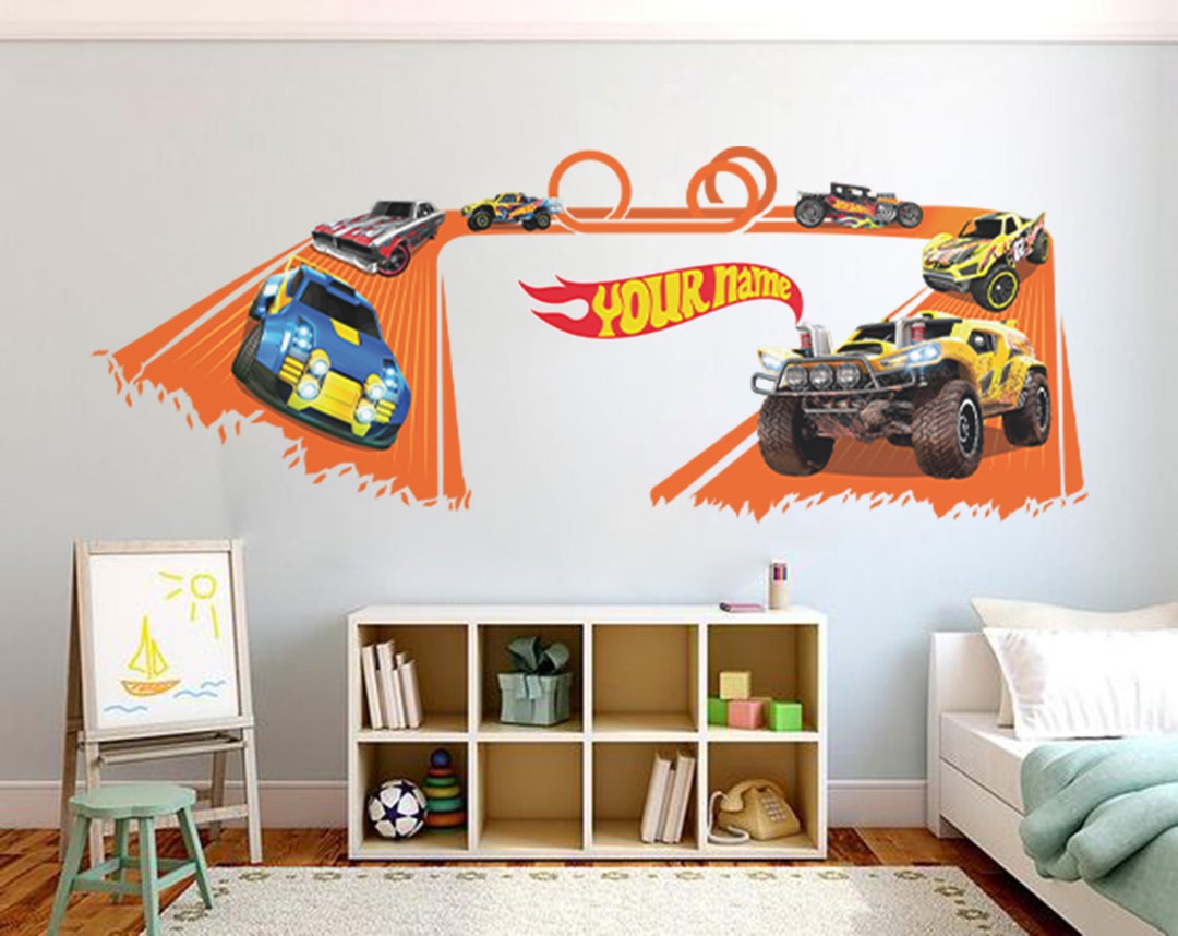 Custom Name Hot Car Wall Decal Motorsports Wall Decal Hot Race Wall Art ...