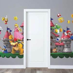 Super Mario Wandtattoo Luigi Wandaufkleber Bros Spiel Wandbild Bowser Tapete Prinzessin Peach Wandkunst Wandtattoo für Jungenzimmerdekor